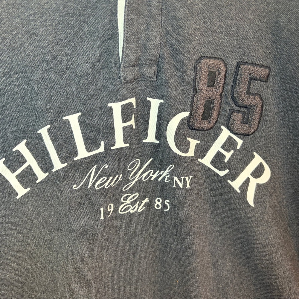 Tommy Hilfiger Polo‎ Shirt XL Gray 85 Logo Preppy Streetwear Cotton Top - Picture 5 of 11